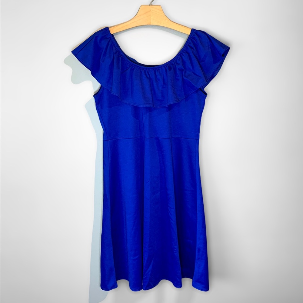 SOLD NEW Blue Off Shoulder Fit-n-Flare Dress Sz S-M